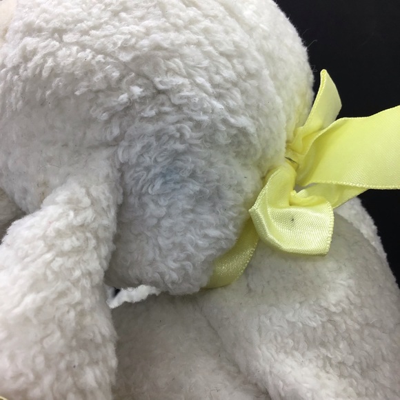 1996 Ty Pillow Pals White Lamb BaBa Yellow Ribbon Easter Plush Stuffed Animal - Picture 5 of 8